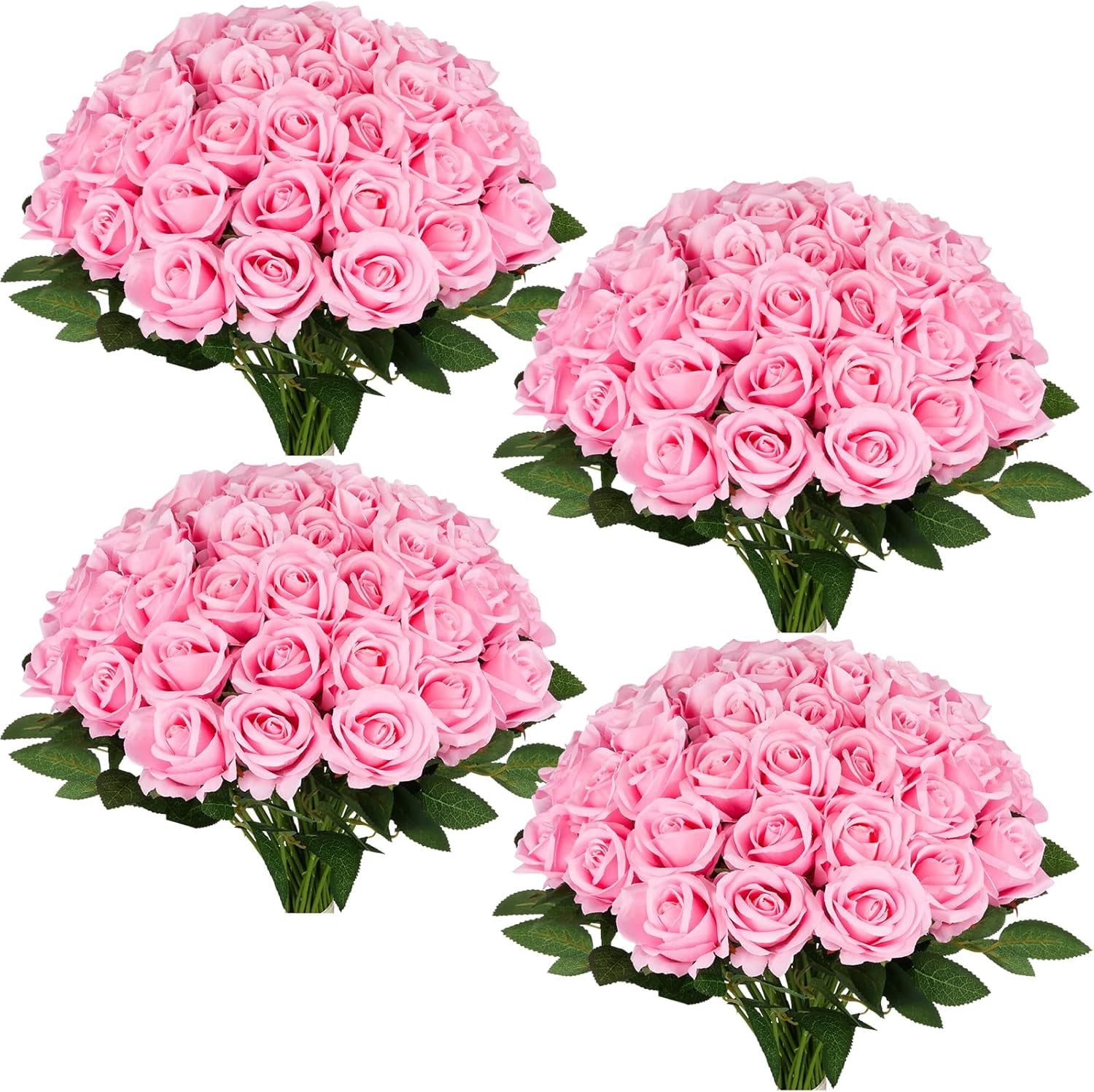BESTKITTY 50 Pcs Fake Roses in Bulk Artiial Pink Rose with Stem Realist ...
