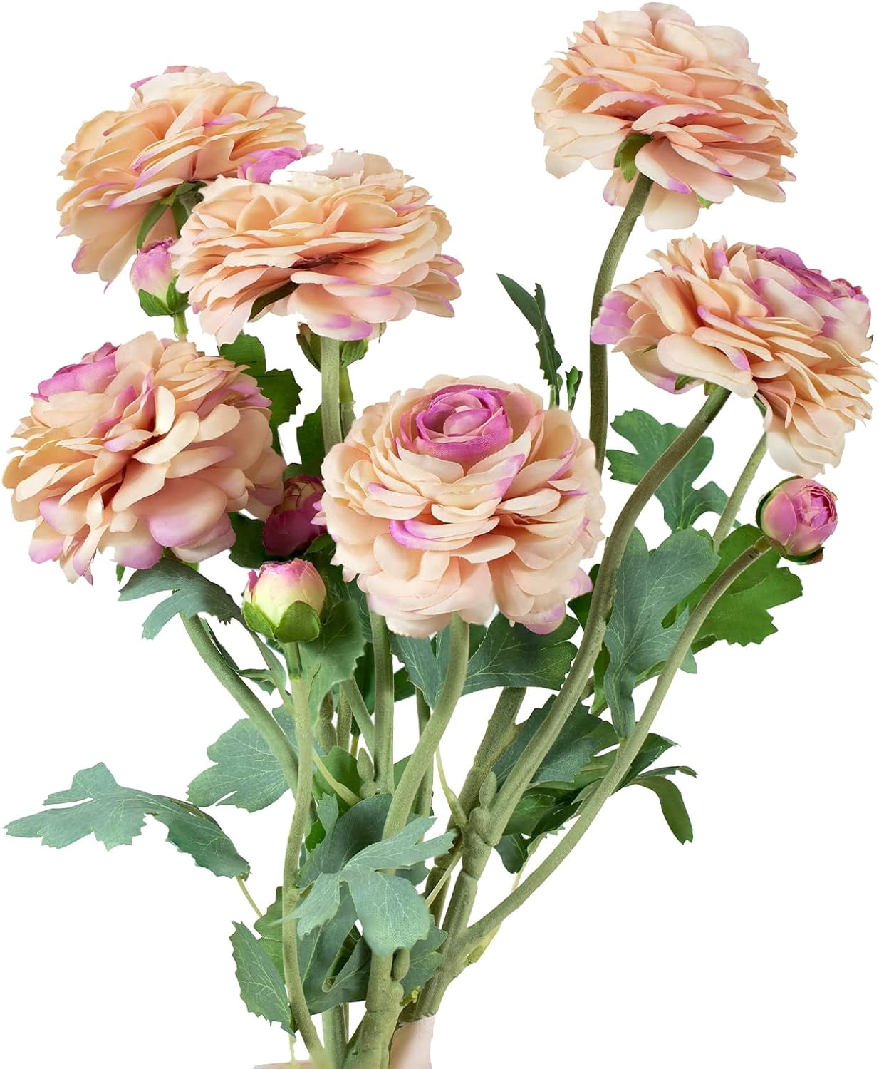 BESTKITTY Artiial Ranunculus Flowers 23 In Long Stem - 6 Pa Silk ...
