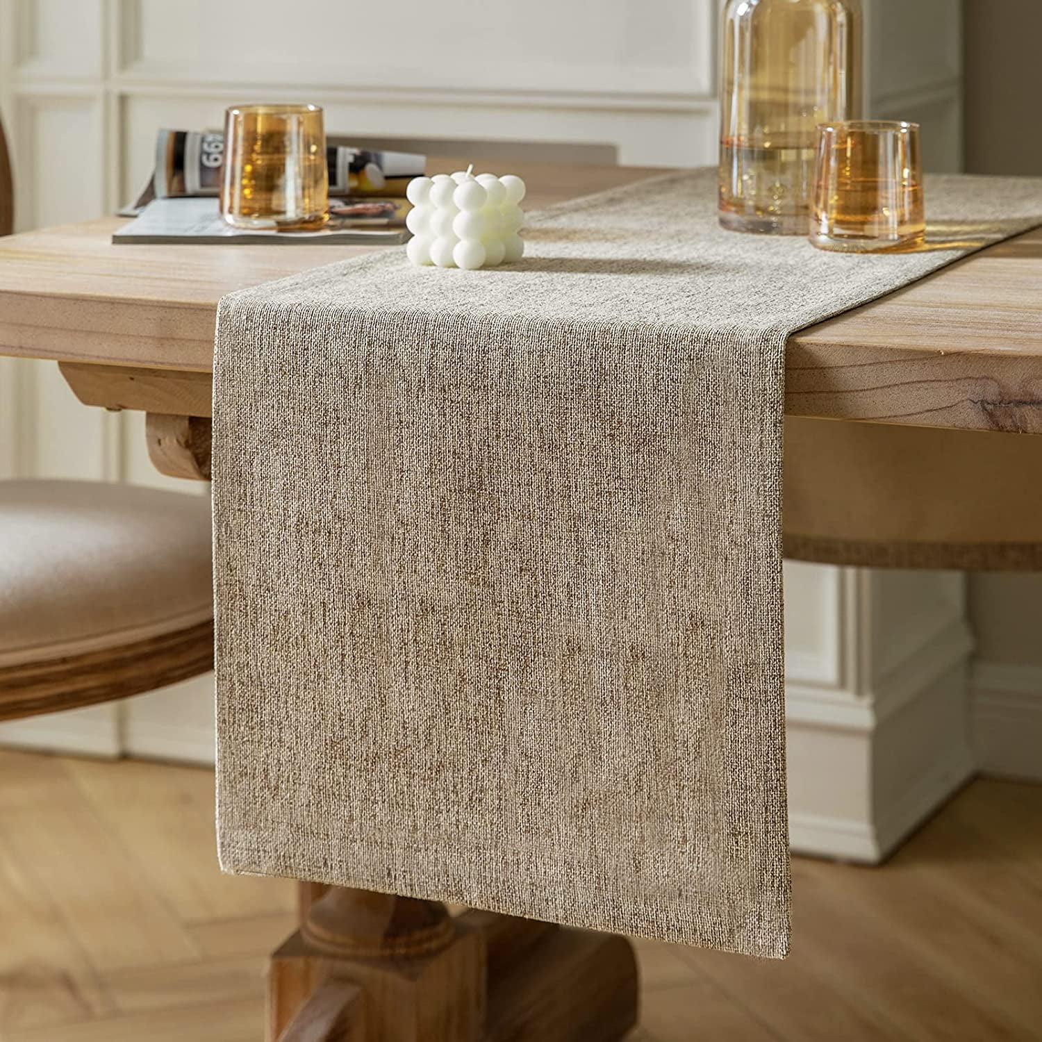 BESTKITTY B Style Farmhouse Table Runners 72 Ines Long, Beige Rust
