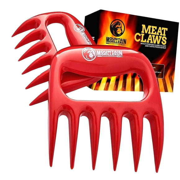 BESTKITTY Bear Claws Meat Shredder - Robust Shredding Claws for Pulled Pork, Chicken, Beef - Heat-Resistant for Grilling and Smoking - Comfortable Handle - 2-Pack, Red