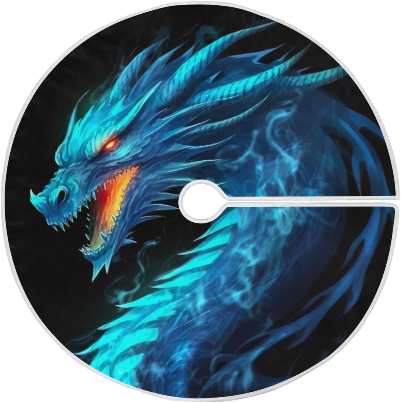 BESTKITTY Blue Dragon Christmas Tree Skirt 48 Inch Large Christmas Tree