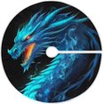 BESTKITTY Blue Dragon Christmas Tree Skirt 48 Inch Large Christmas Tree