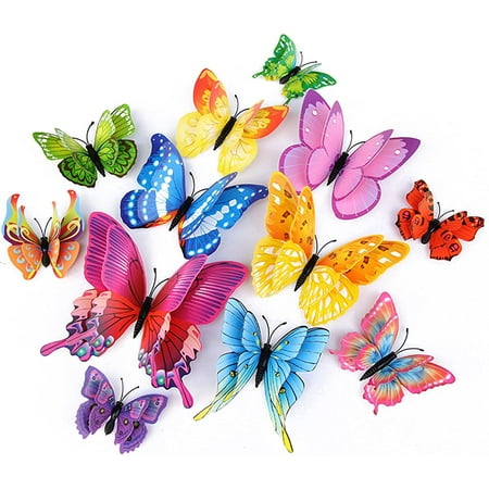 BESTKITTY Butterfly Wall Decor 24/48 PCS, 3D Butterflies Sters for Party Decorations with Mag(Colorful, 48)