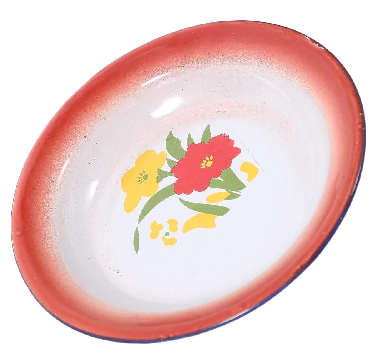 BESTKITTY Camping Enamelware Dinner Plate - Vintage Floral Enamel ...