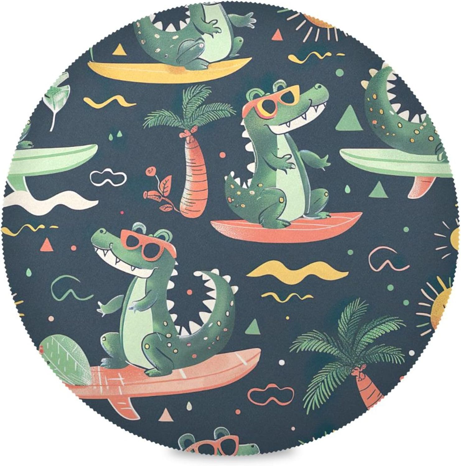 BESTKITTY Cartoon Alligators Kitchen Round Placemats Set of 4, Washable