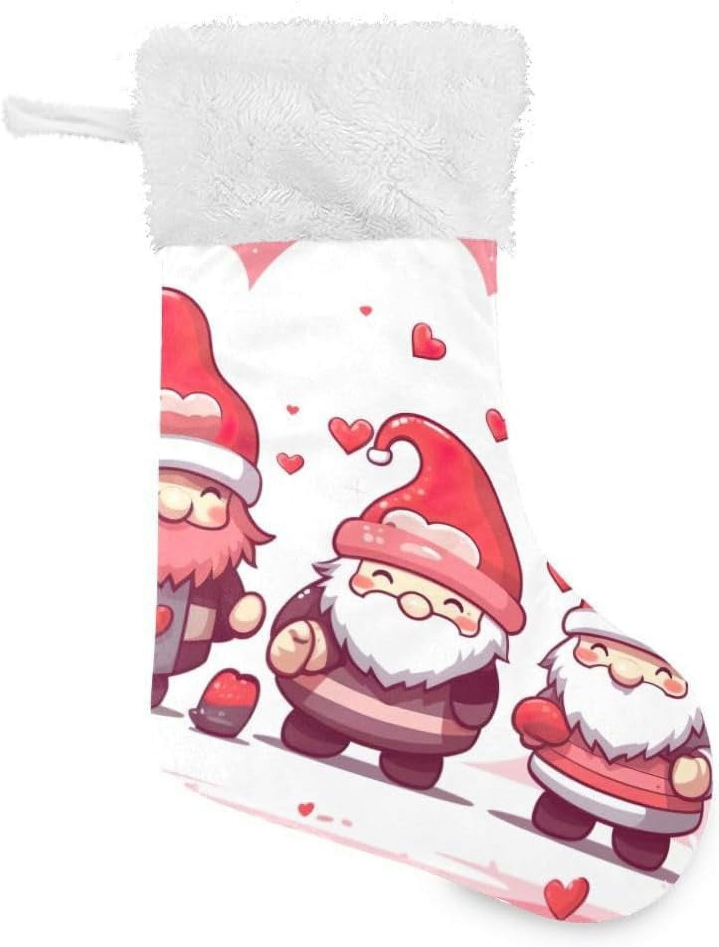 BESTKITTY Cartoon Love Gnomes Christmas Stockings with White Super Soft
