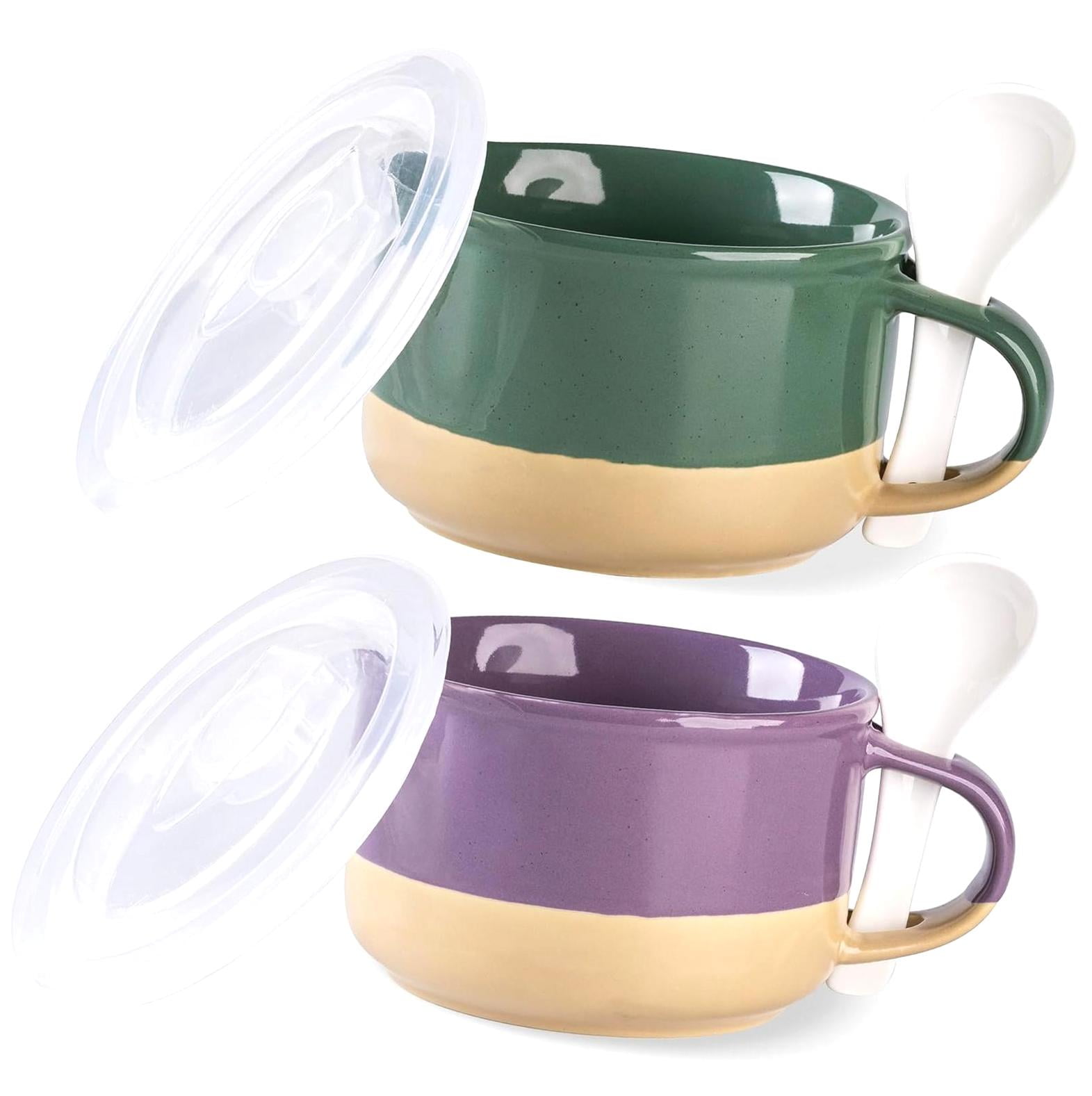 BESTKITTY Ceramic Soup Mugs with Handles, 24 OZ Soup Cups Set of 4 ...