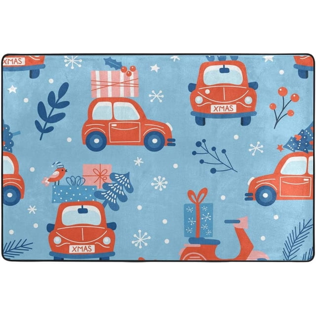 BESTKITTY Christmas Cars New Year Winter Doormat Area Rug Runner Floor