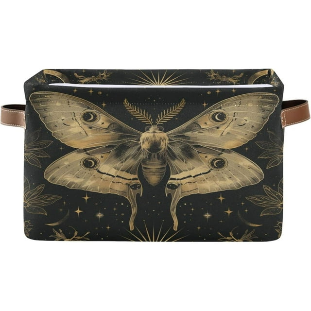 BESTKITTY Collapsible Storage Basket with Handles, Cute Butterfly Canvas Fabric Storage Bins