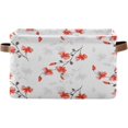 BESTKITTY Collapsible Storage Basket with Handles, Red Flower Canvas