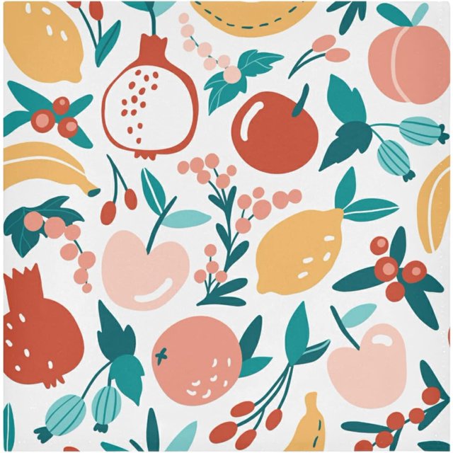 BESTKITTY Colorful Doodle Fruits and Berries Cloth Napkins Dinner