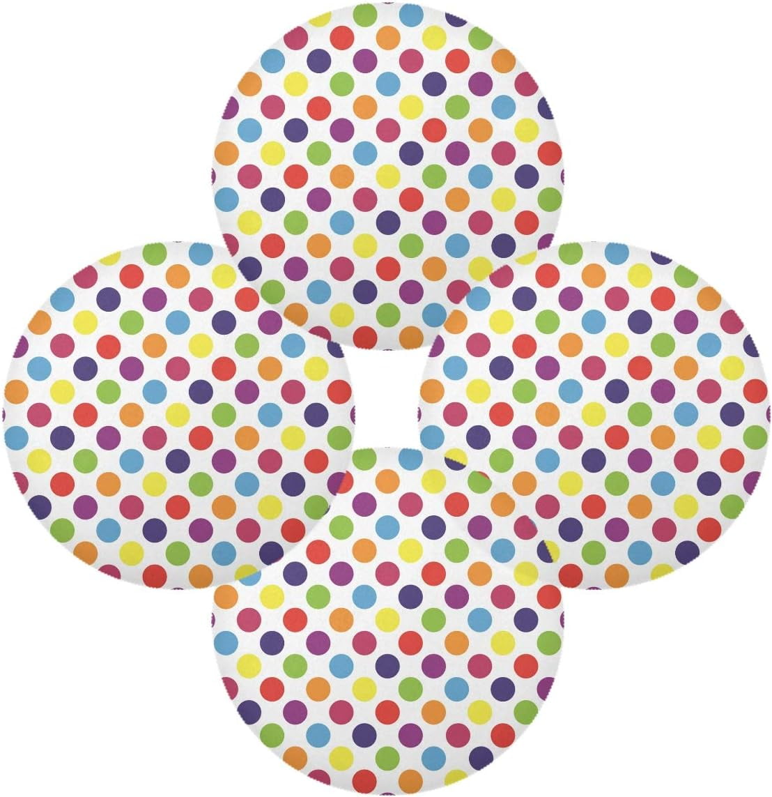 BESTKITTY Colorful Polka Dot on White Round Placemats Set of 1 Washable