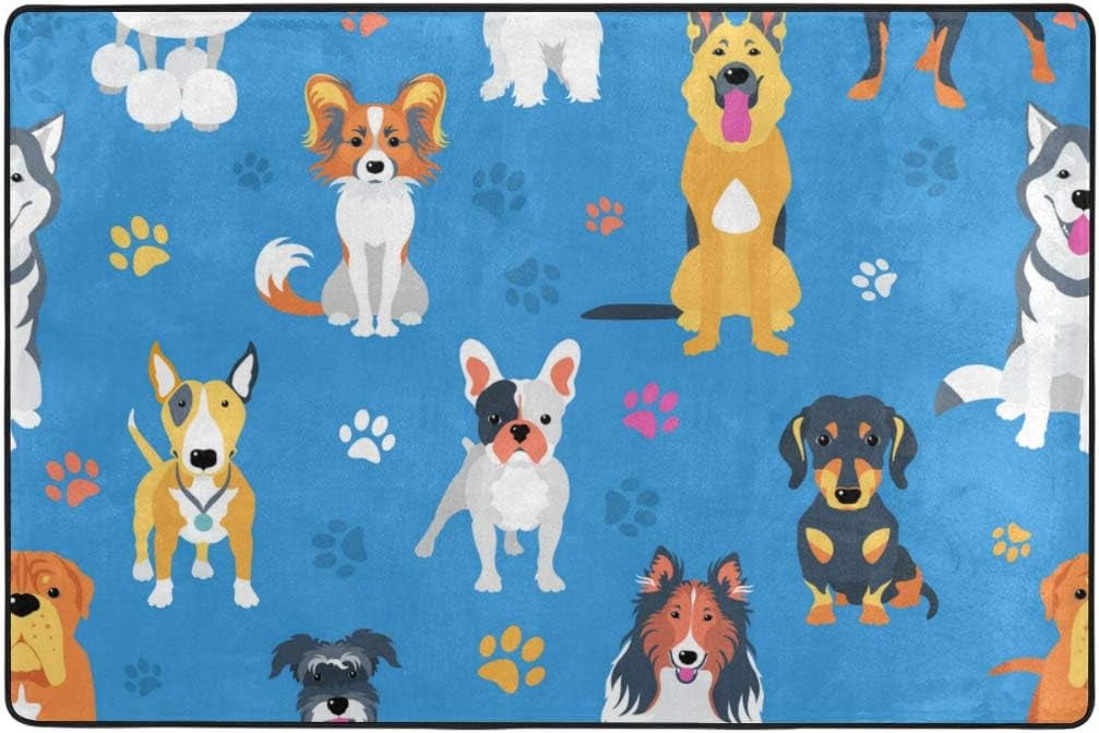 BESTKITTY Cute Dog Puppy Animal Blue Doormat Area Rug Runner Floor Mat