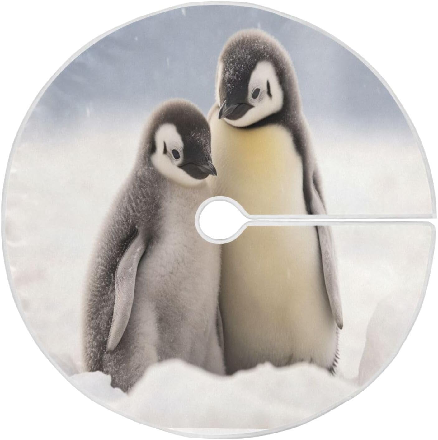 BESTKITTY Cute Penguin Christmas Tree Skirt 35.4", Suede Xmas Tree Skir