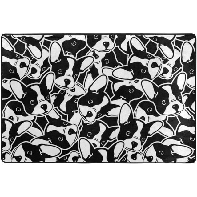 BESTKITTY Dog Puppy Black White Doormat Area Rug Floor Mat Runner Cover