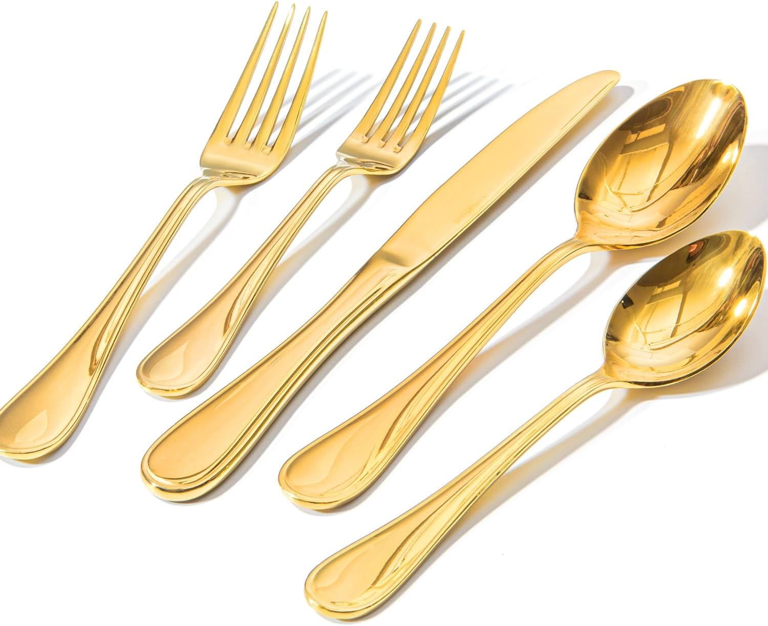 BESTKITTY E 20 Piece Teardrop Gold Silverware Set for 4, 18/10 Stainl ...