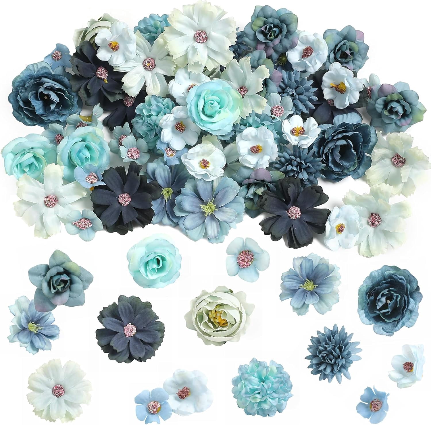 BESTKITTY Faux Flower Heads Small Silk Artiial Flower DIY Fake Mini ...