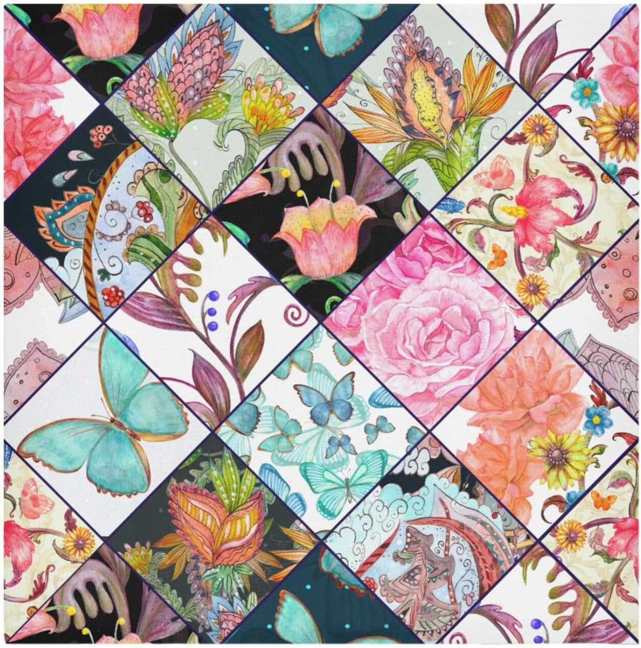 BESTKITTY Floral Patchwork Pattern Cloth Napkins, 20 x 20 in Dinner
