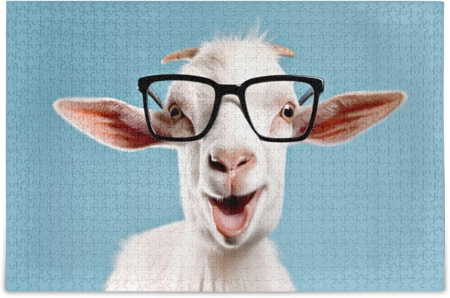 BESTKITTY Goat Wear Glasses Jigsaw Puzzles 500 Piece for Adults Large