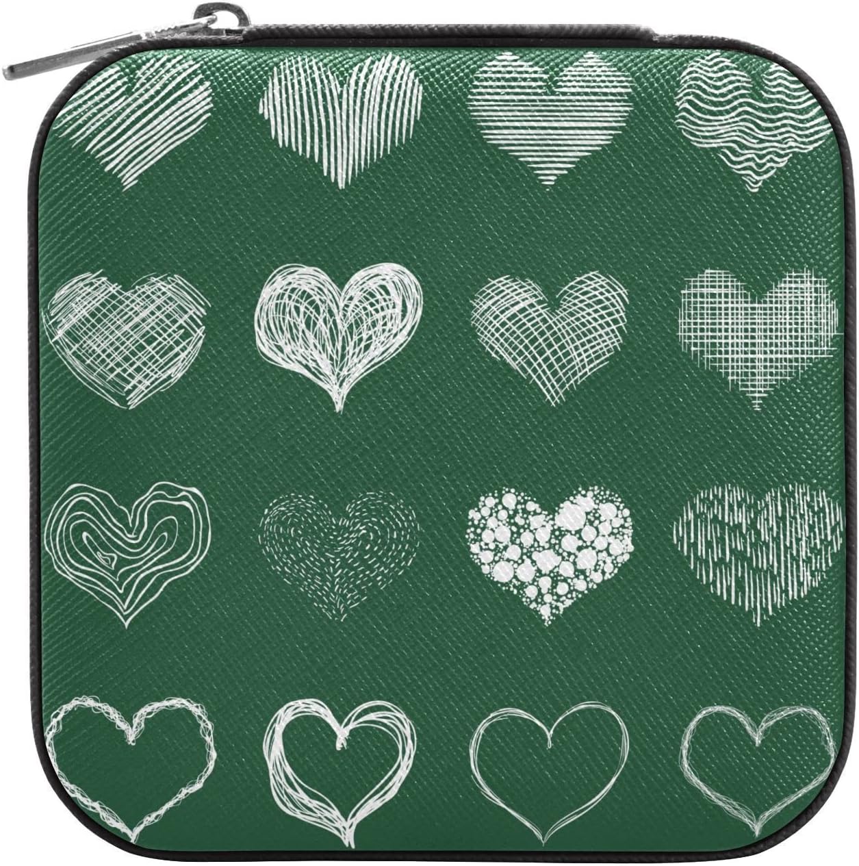 BESTKITTY Green Love PU Leather Jewelry Box, Travel Portable Jewelry