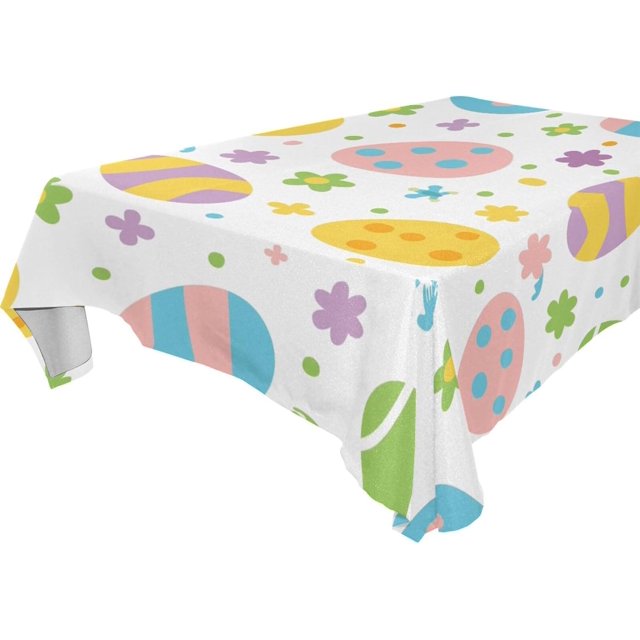 BESTKITTY Happy Easter Eggs Tablecloth Rectangle Colorful Table Cloth