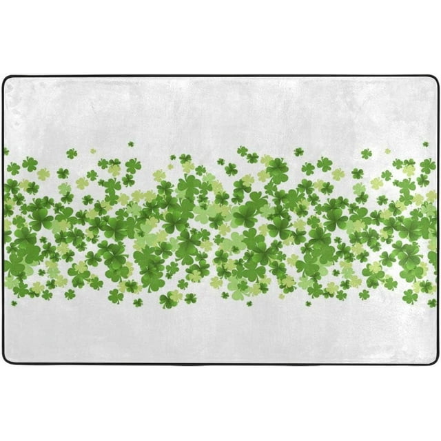 BESTKITTY Happy St Patrick's Day Clover Shamrock Green Area Rug Cover