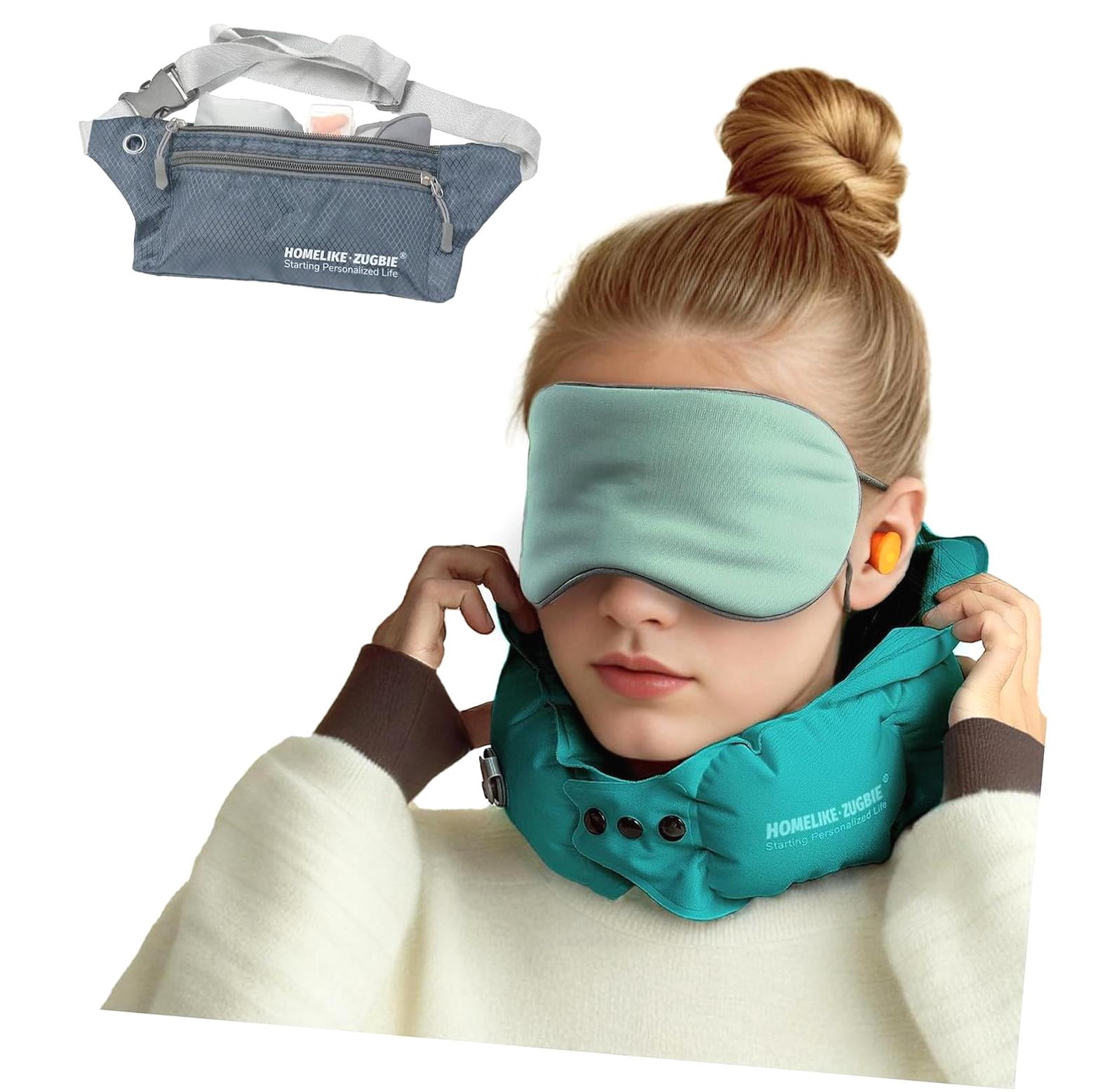BESTKITTY Inflatable Travel Neck Pillow for Airplanes, Inflatable ...