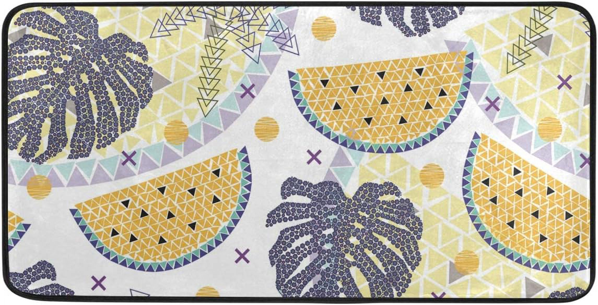 BESTKITTY Kitchen Mat Bright Summer Tropical Palm Trees Watermelon