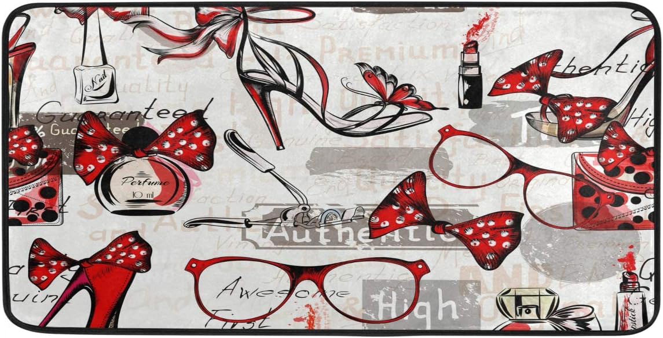 BESTKITTY Kitchen Mat Fashion High Heels Red Lipstick Kitchen Rug Mat