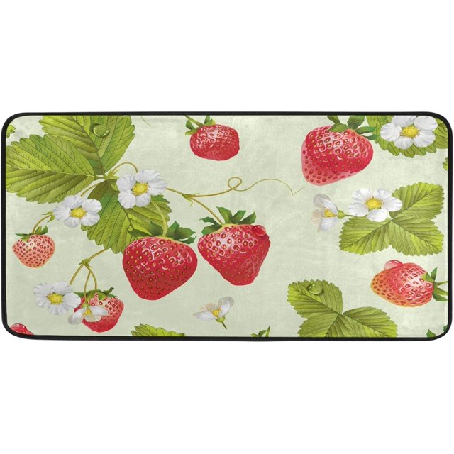 BESTKITTY Kitchen Mat Strawberry Kitchen Rug Mat AntiFatigue Comfort