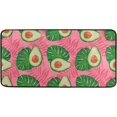 BESTKITTY Kitchen Mat Trendy Pink Avocado Slices Tropical Leaves