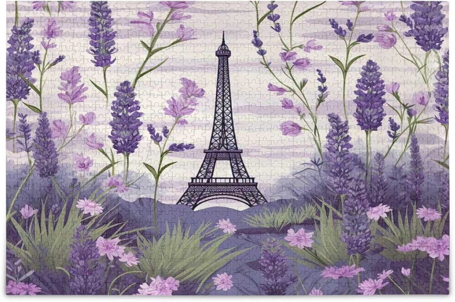 BESTKITTY Lavender Eiffel Tower Jigsaw Puzzles 500 Piece for Adults