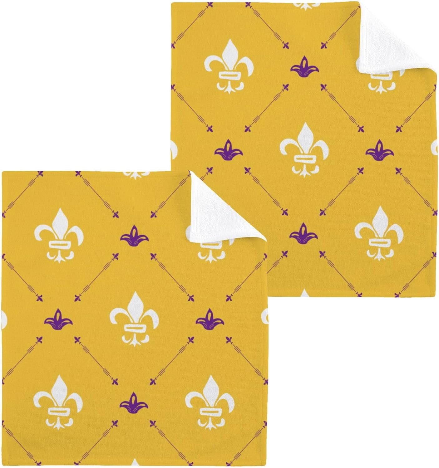 BESTKITTY Mardi Gras Washcloths Set of 212 X 12 Inch, Fast Drying Wash