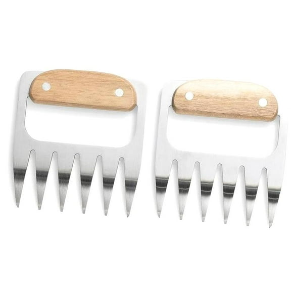 BESTKITTY Meat Shredding Bear Claws, Stainless Steel with Acacia Wood Handles