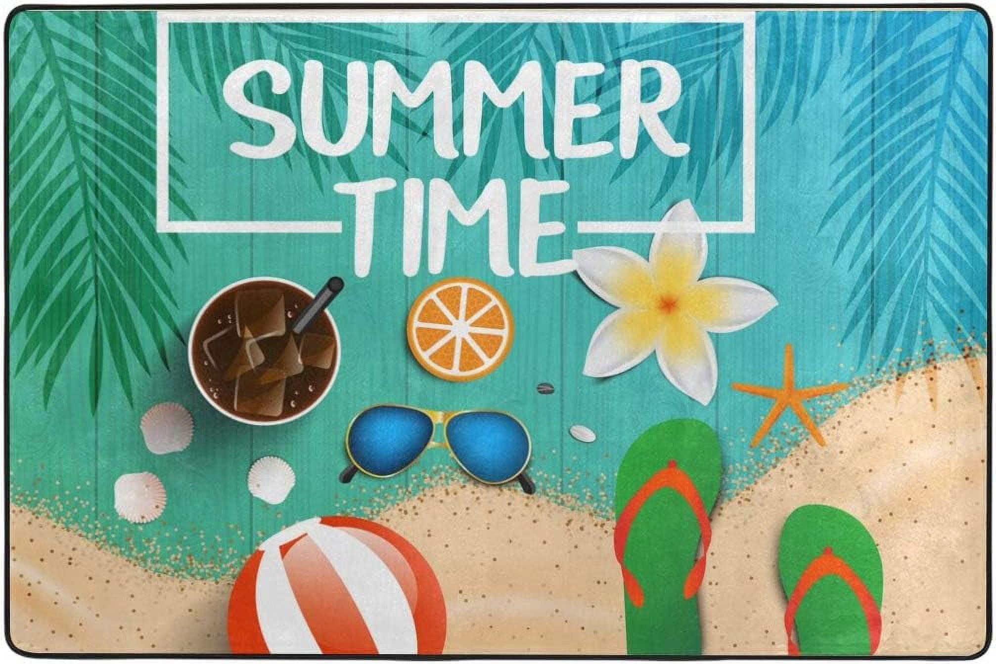 BESTKITTY Ocean Sea Beach Tropical World Floral Flowers Doormats Area