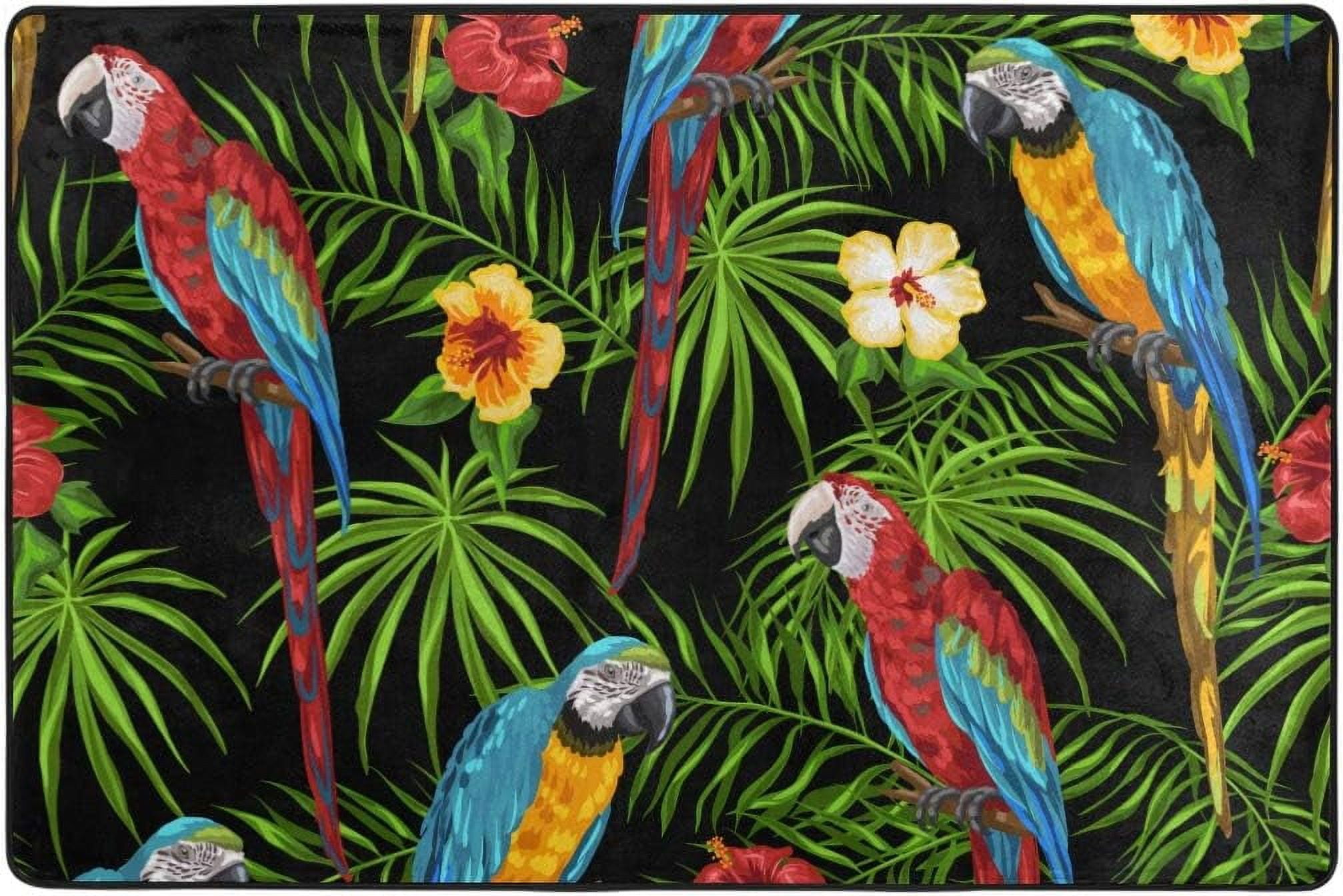 BESTKITTY Parrot Bird Floral Flower Tropical Animal Jungle Doormats