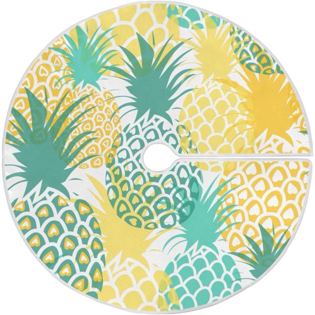 BESTKITTY Pineapple Christmas Tree Skirt Double Layers Large Xmas Tree