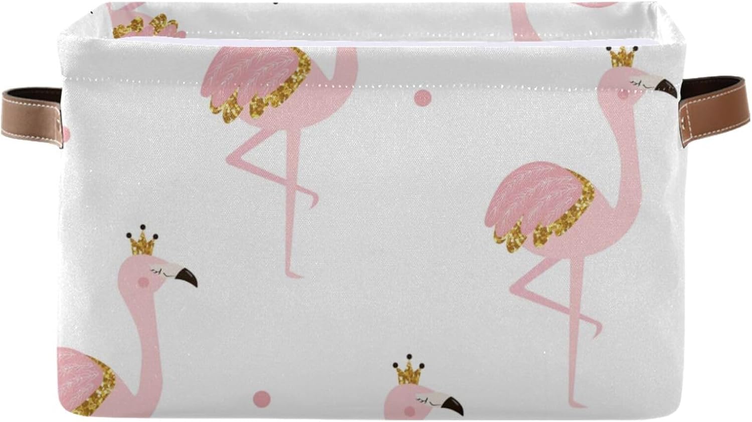 BESTKITTY Pink Flamingo Princess Storage Baskets for Shelves Organizer