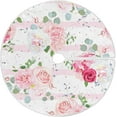 BESTKITTY Pink Rose Flower Christmas Tree Skirt Double Layers Large