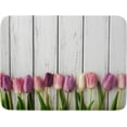 BESTKITTY Pink Tulips Purple Flowers Dish Drying Mat 18 x 24 inch