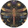 BESTKITTY Rainbow Dragonfly Kitchen Round Placemats Set of 4, Washable