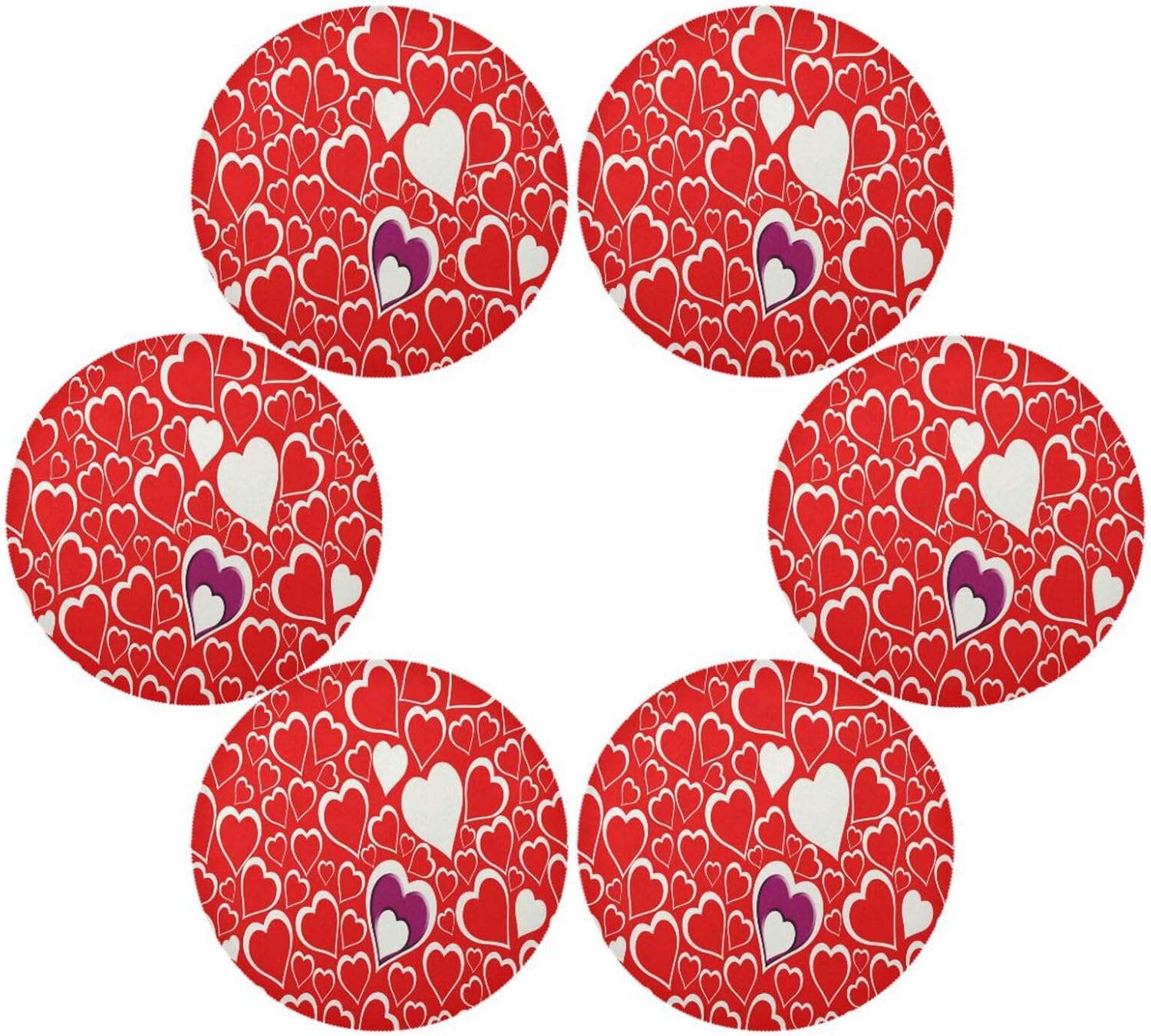 BESTKITTY Round Placemats for Dining Table,Valentine's Day Circle