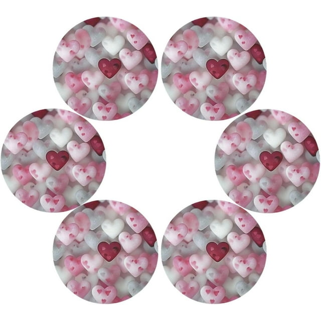 BESTKITTY Round Placemats for Dining Table,Valentine's Day Circle