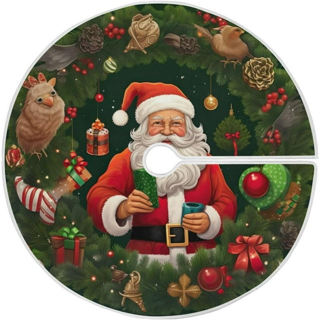 BESTKITTY Santa Claus Christmas Tree Skirt 36 Inch Xmas Tree Skirt