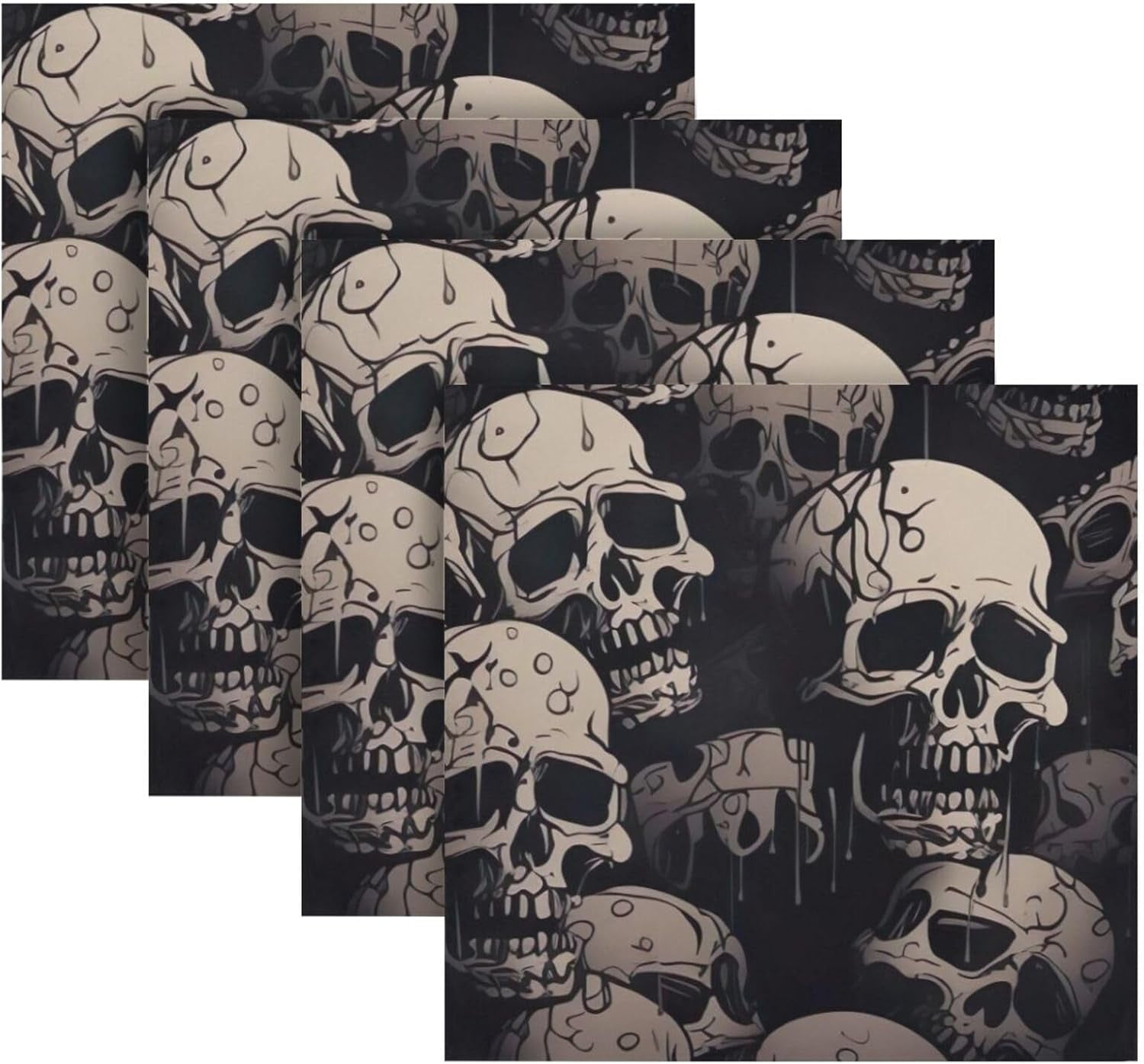 BESTKITTY Skull Cloth Napkins Set of 4, Oversized Washable Reusable