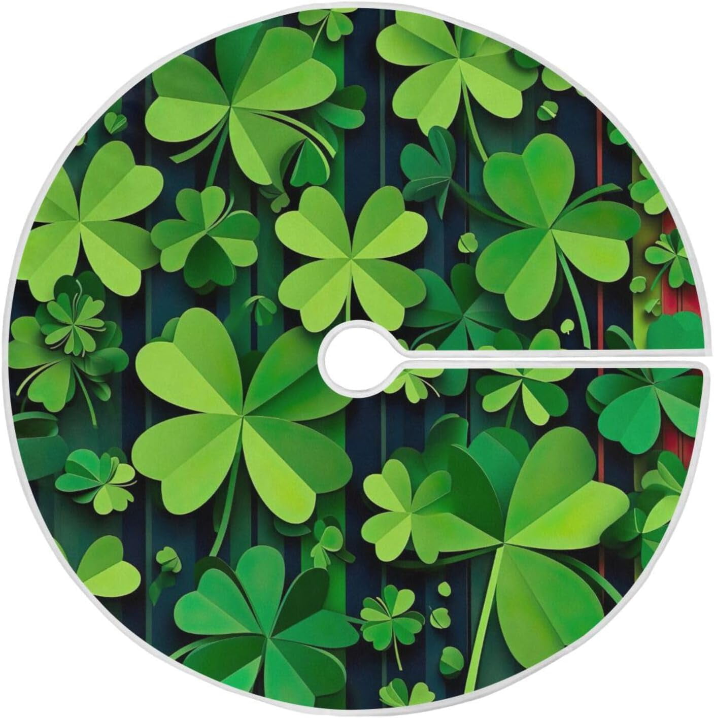 BESTKITTY St. Patrick's Day Clover Christmas Tree Skirt, 48 Inches Large Tree Mat Xmas Ornaments