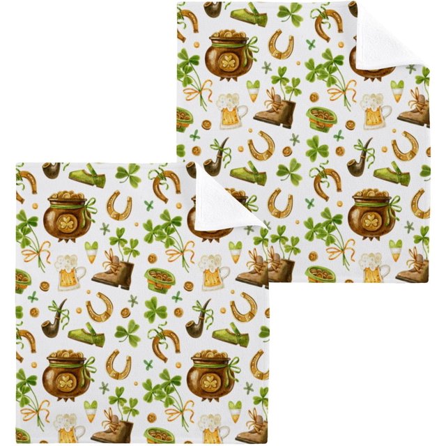 BESTKITTY St. Patrick's Day Washcloths 4 Pack, Highly Absorbent Soft