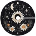 BESTKITTY Sun Moon Flower Christmas Tree Skirt Large Round Tree Skirt