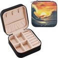 BESTKITTY Surfer Riding Waves Compact Leather Jewelry Box Mini Travel
