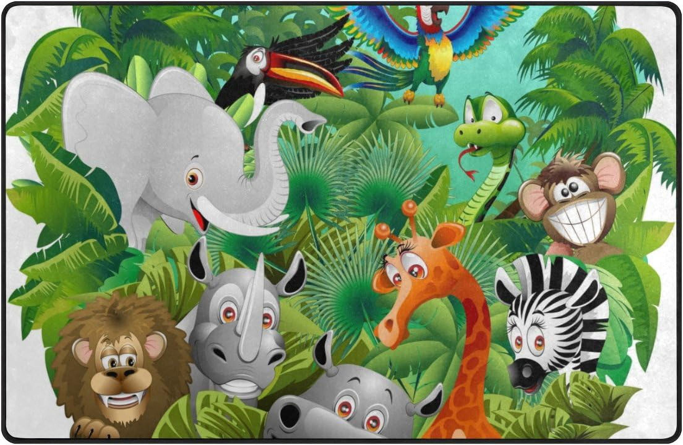 BESTKITTY Tropical Forest Summer Wild Animals Tiger Elephant Zebra